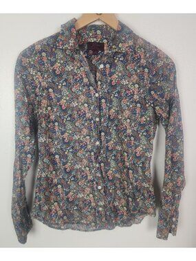 J. Crew Liberty Fabric Women's Sz. 4 Button Up Long Sleeve Top In Elderberry Flo